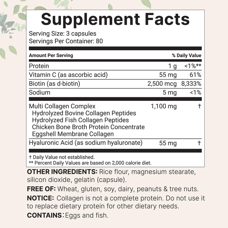 Micro Ingredients 2 Pack Multi Collagen Pills – Types I–X, Biotin & Hyaluronic Acid