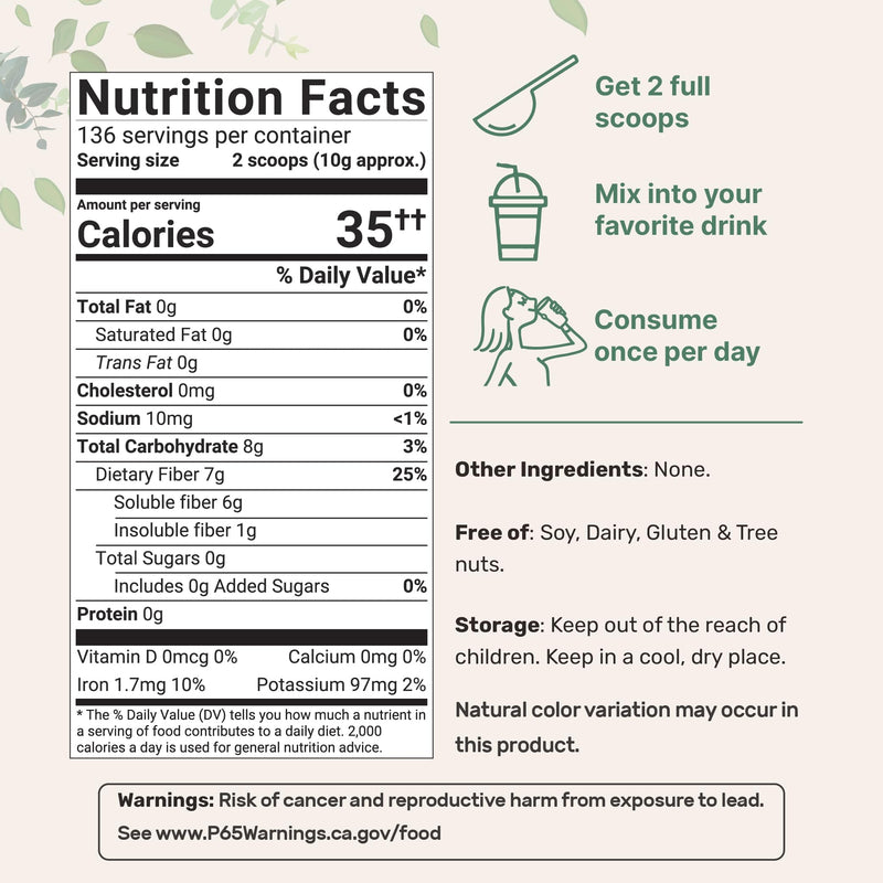 Micro Ingredients Organic Whole Psyllium Husks - 3lbs | Digestive Health, Non-GMO, Keto & Vegan | India Origin