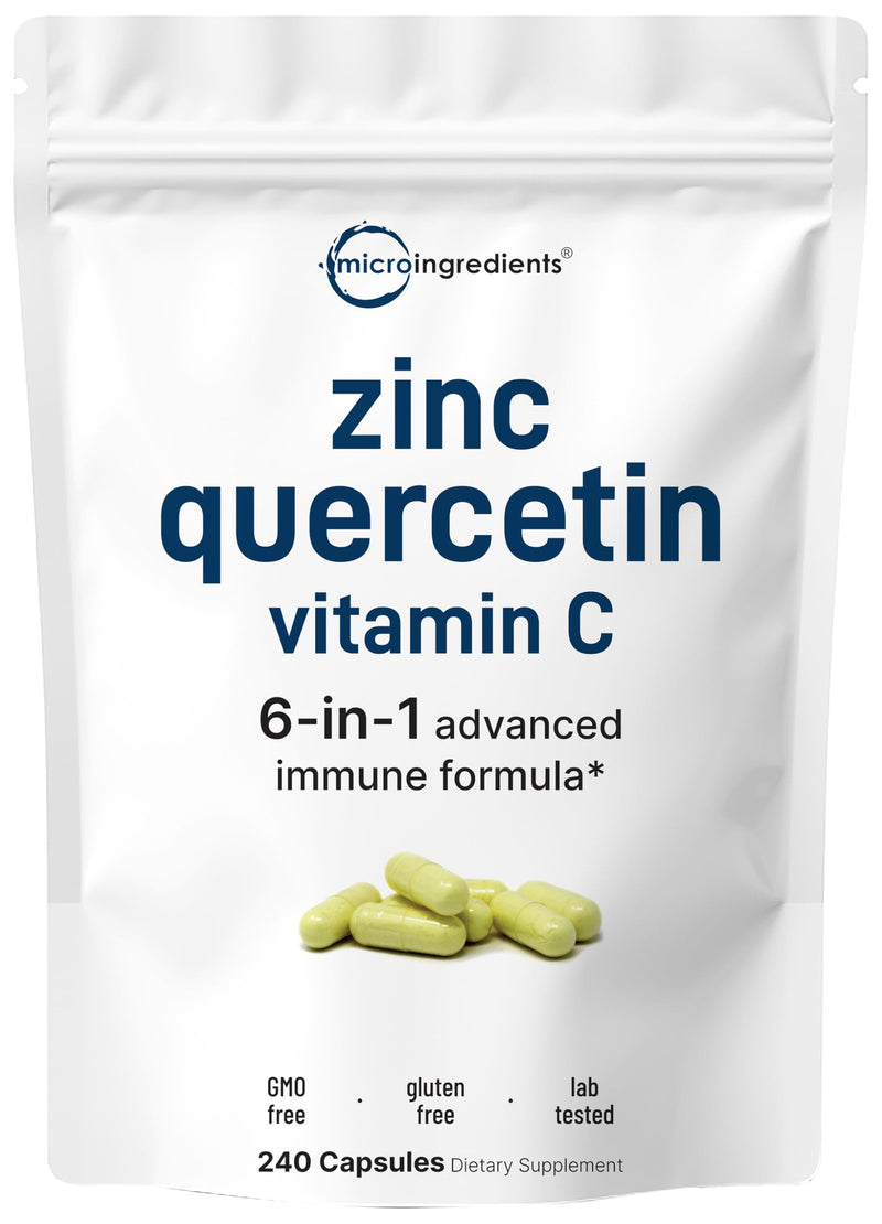 Micro Ingredients Zinc Quercetin with Vitamin C – 240 Capsules | Immune Support (Quercetin 500mg, Vitamin C 500mg, Zinc 50mg)