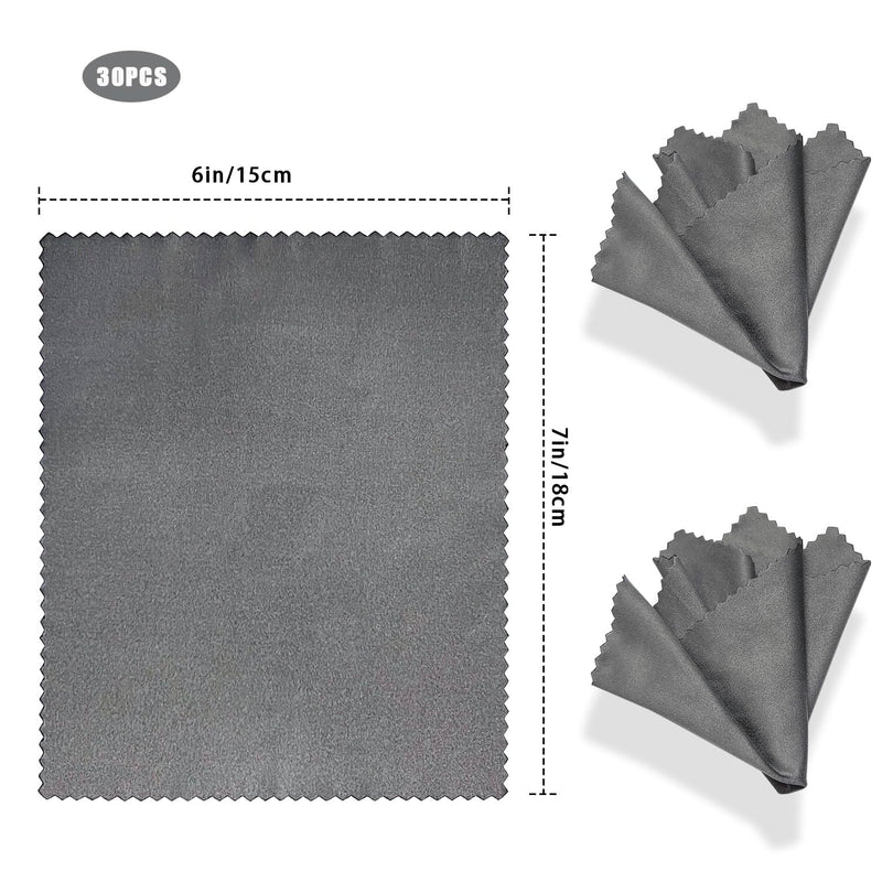 Microfiber Cleaning Cloths (30 Pack) – 6x7in for Eyeglasses, Lenses & Screens