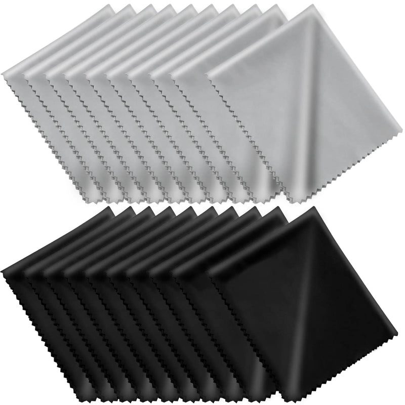 Microfiber Cleaning Cloths 6x7 Inches – 20 Pack in Individual Vinyl Pouches | CKANDAY Glasses & Electronics Cleaning Cloth