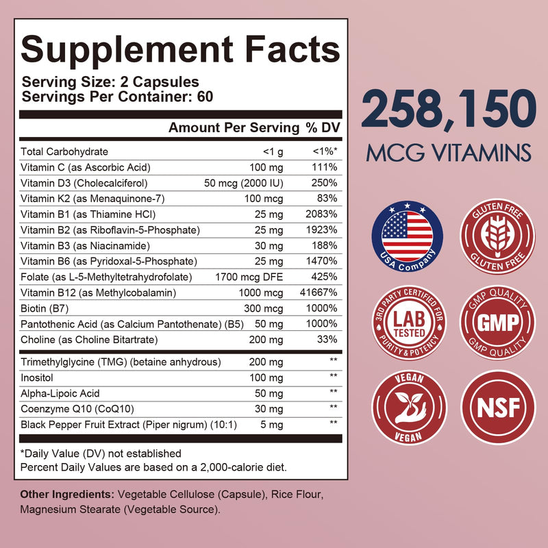 Migcopat 17-in-1 Methylated B Complex – 120 Capsules | Methylfolate, Methylcobalamin