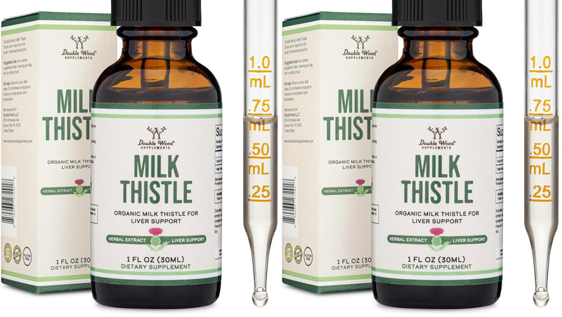 Milk Thistle Drops – Organic Liver Detox (1 oz, 30 Servings) Vegan • Non-GMO • Gluten Free | Double Wood (Pack of 2)