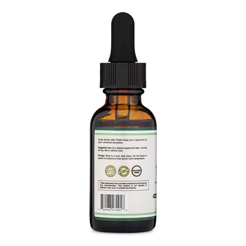 Milk Thistle Drops – Organic Liver Detox (1 oz, 30 Servings) Vegan • Non-GMO • Gluten Free | Double Wood (Pack of 2)
