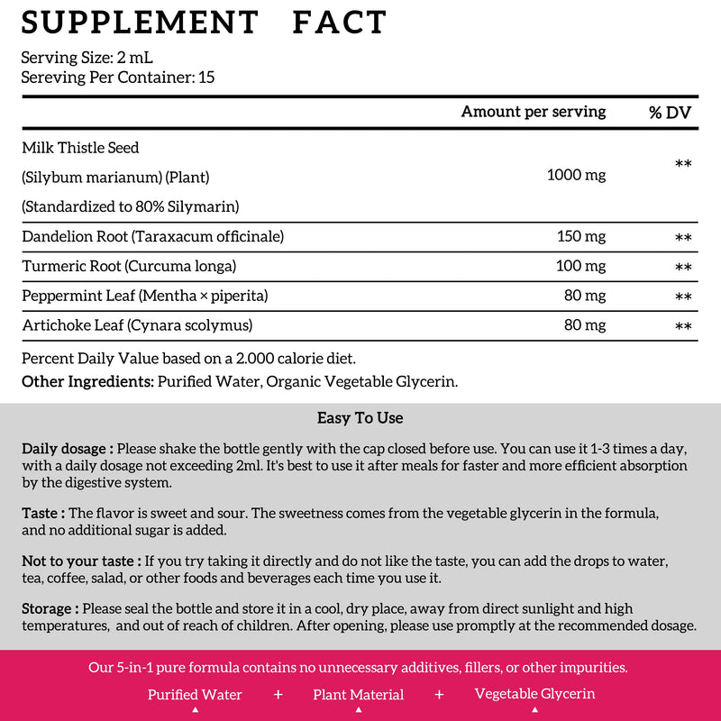 (4 Pack) Milk Thistle Drops 1000mg | Liver Detox & Support | Vegan, Non-GMO | 1 Fl Oz