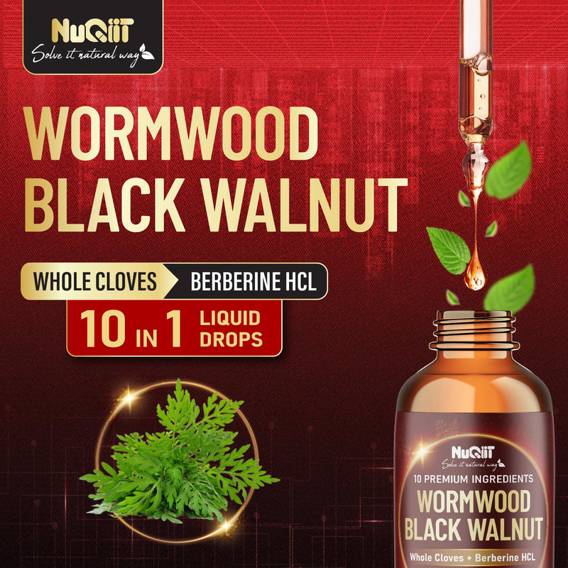 10in1 Wormwood Liquid Drops with Wormwood, Black Walnut, Whole Cloves, Berberine, Milk Thistle, Turmeric, Ginger, Milk Thistle and More - 30ml Liquid Drops for 30Days