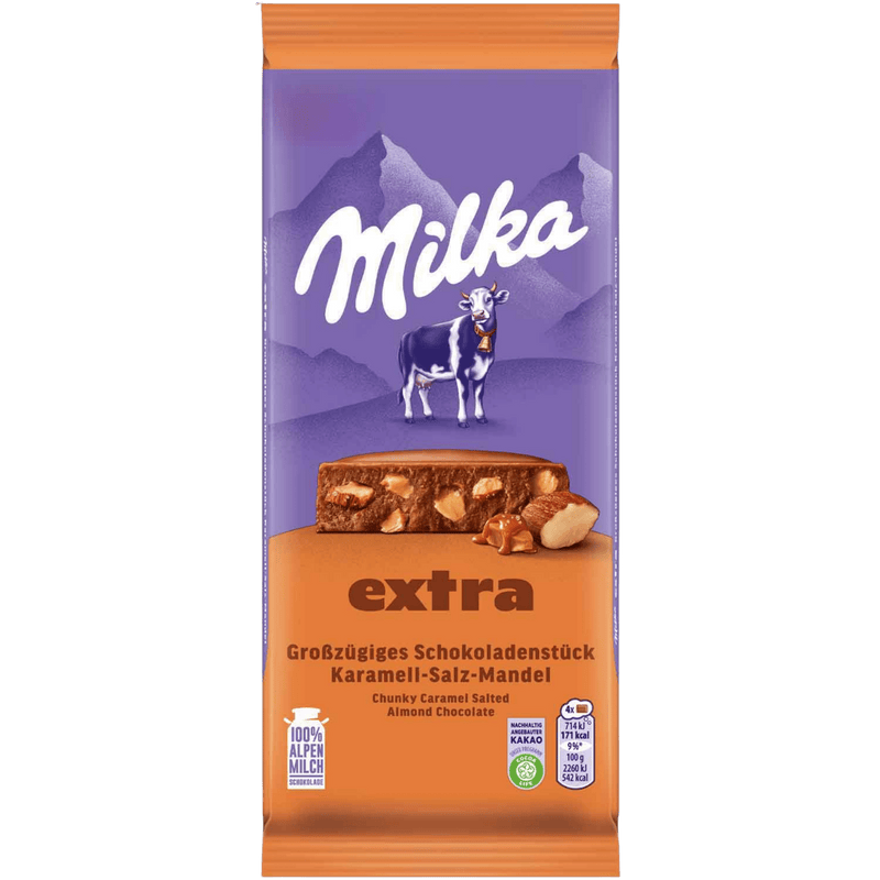 Milka Extra | Caramel Salty Almond Milk Chocolate | 190g Bar - InStock