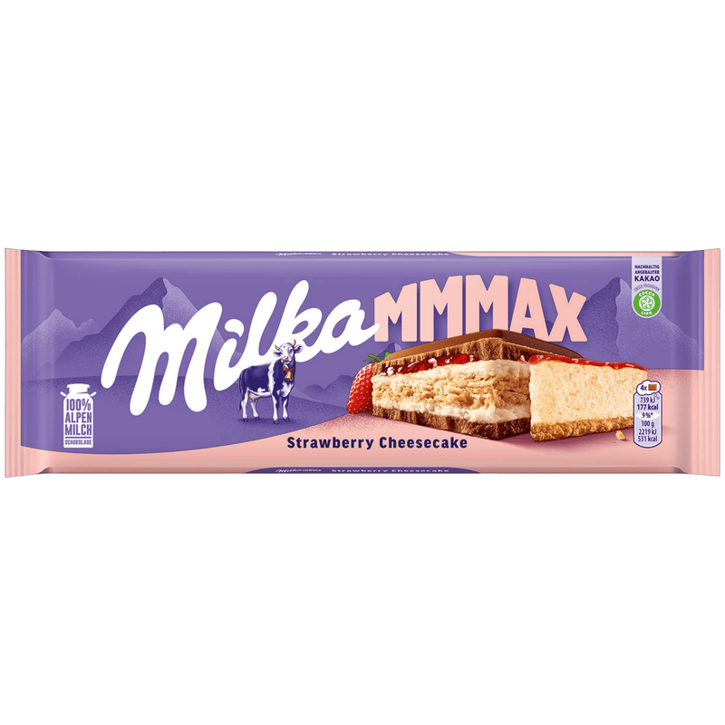 Milka Mmmax | Strawberry Cheesecake Milk Chocolate | 300g Large Bar - InStock