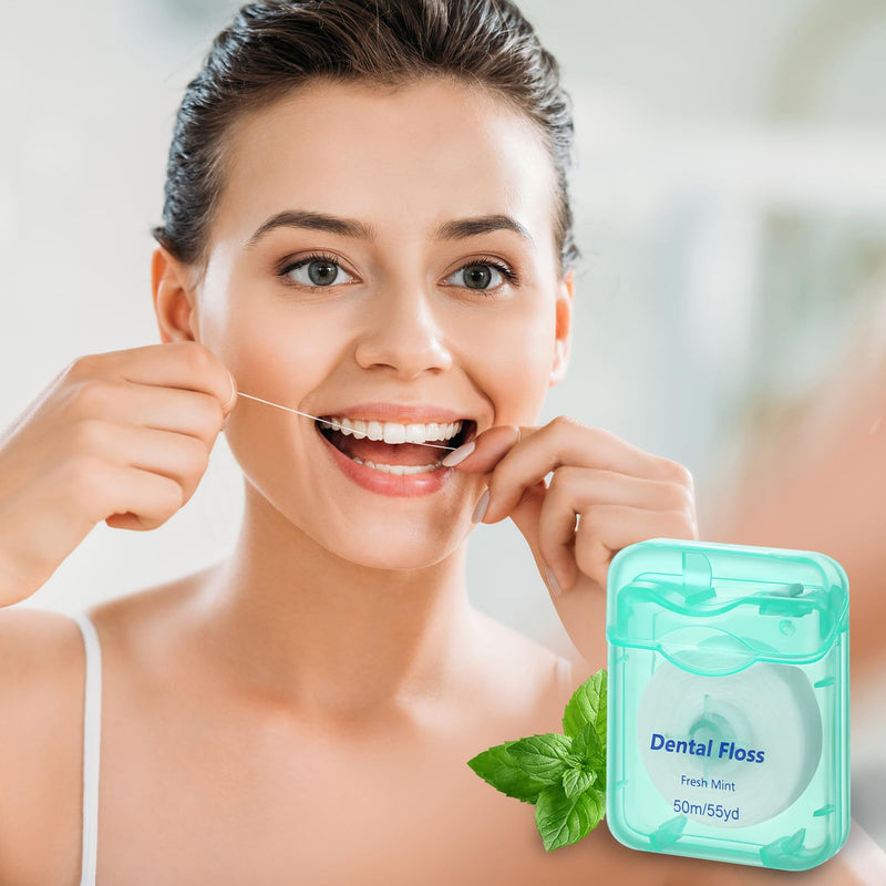Mimorou 24 Pack Dental Floss Bulk – Mint Waxed 50m Travel Floss for Oral Care