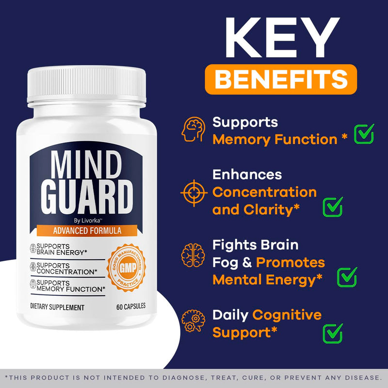 (2 Pack) Mind Guard Brain Supplement - Memory & Focus Support, 120 Capsules