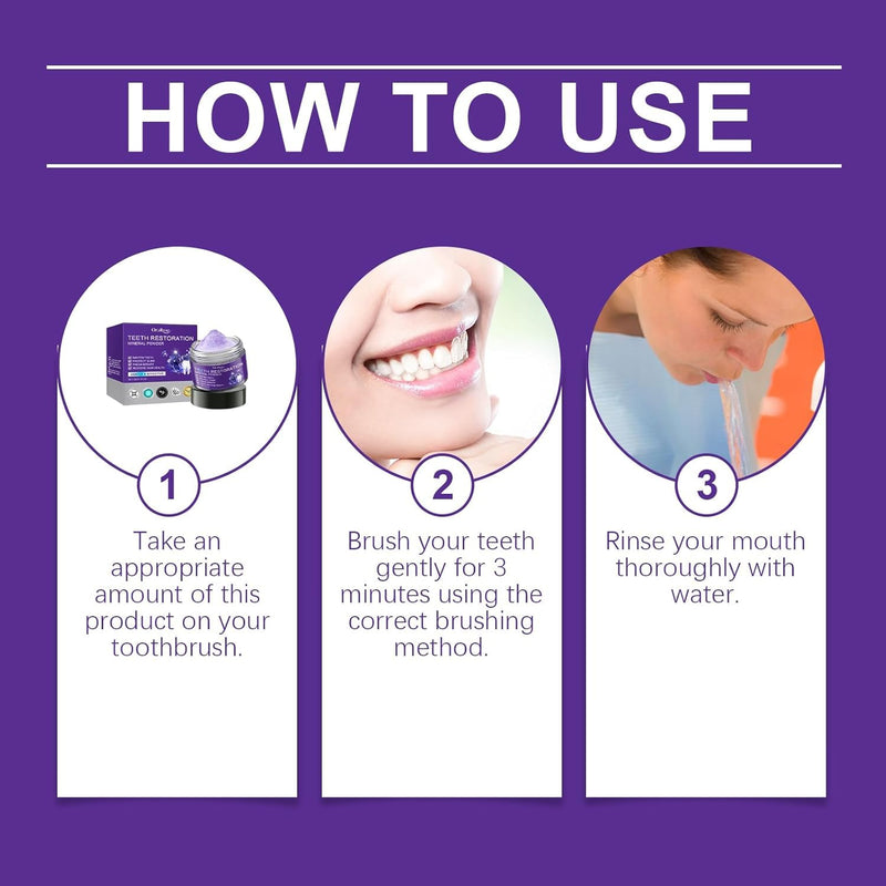 Teeth Restoration Mineral Powder, Mineral Tooth Powder, Dental Restoration Mine RAL Po wder, in Strengthening Teeth and Gums, Protect Gums and Freshen Breath 2pcs