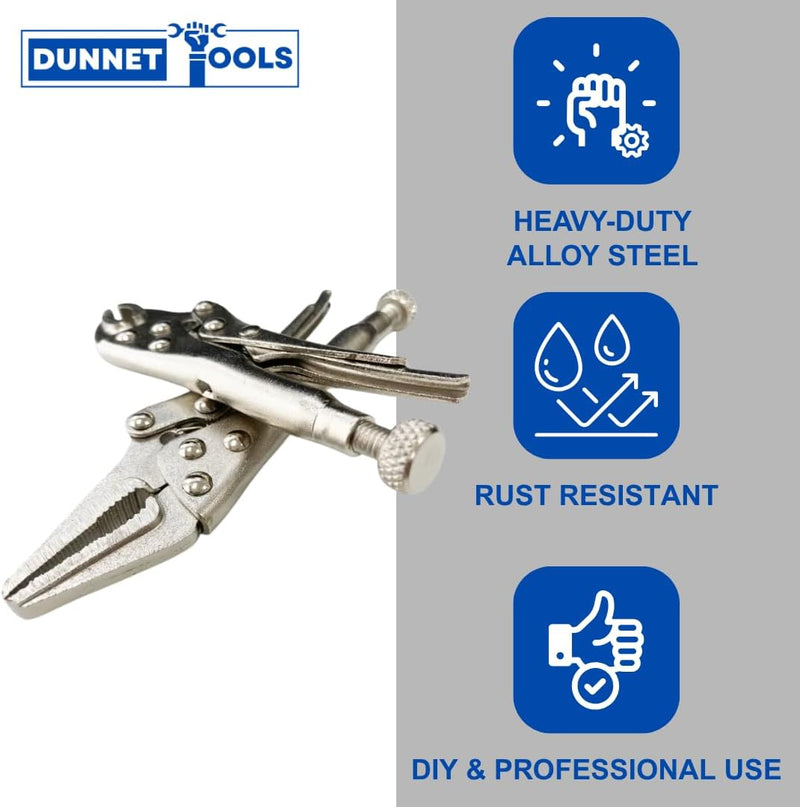 Mini Locking Pliers Set Long Nose and Round Nose 2pc