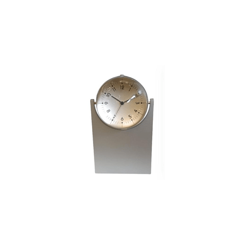 Miniature Clock Globe with Display Photo or Logo Silvertone Plated Solid Brass IMP422 - CLEARANCE NEEDS RE-BATTERY - InStock