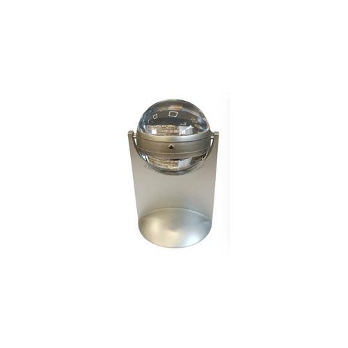 Miniature Clock Globe with Display Photo or Logo Silvertone Plated Solid Brass IMP422 - CLEARANCE NEEDS RE-BATTERY - InStock