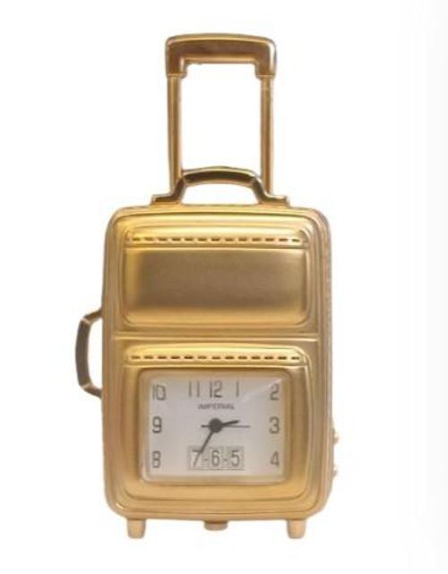 Miniature Clock Gold Plated Travel Bag Solid Brass IMP608G - CLEARANCE NEEDS RE-BATTERY - InStock