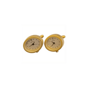 Miniature Clock Goldtone Plated Metal Cufflinks Solid Brass IMP413 - CLEARANCE NEEDS RE-BATTERY - InStock