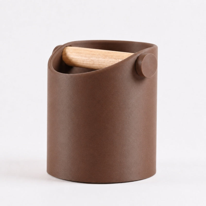 Minimalist Espresso Knock Box with Oak Bar