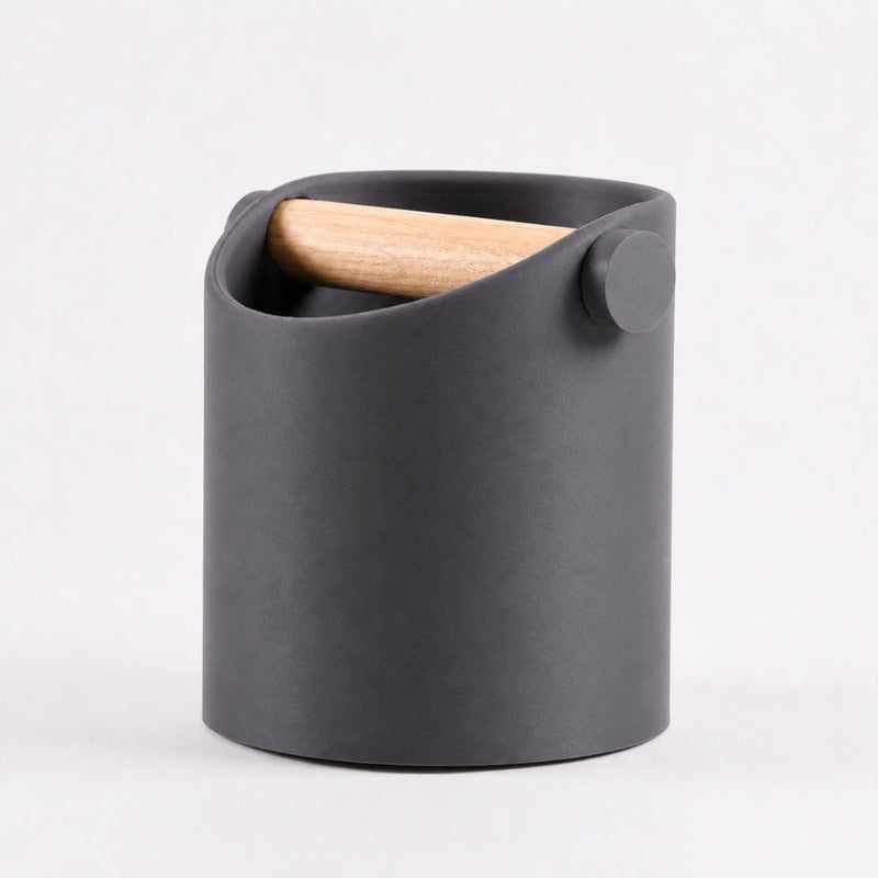 Minimalist Espresso Knock Box with Oak Bar
