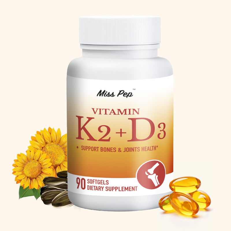 Miss Pep Vitamin D3 K2 5000 IU/100 mcg MK-7 – 90 Softgels with Sunflower Oil