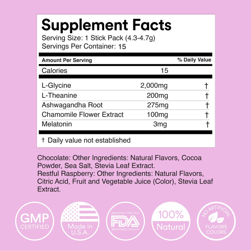 MIXHERS Sleep Support Supplement | Chocolate Drink Mix – 15 Sticks