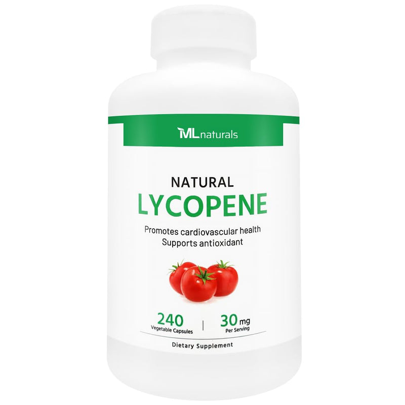 ML Naturals Natural Lycopene 30 mg - 240 Vegetable Capsules | Antioxidant, Immune Support, Cardiovascular & Prostate Health
