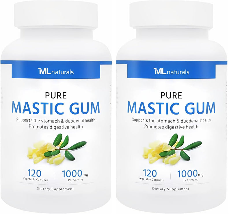 ML Naturals Mastic Gum 1000mg – 120 Vegan Capsules (Pack of 2) | Premium Quality | Supports Stomach & Duodenal Health | NSF-Certified & cGMP-Compliant