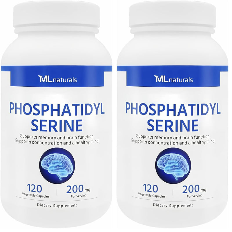 ML Naturals Phosphatidyl Serine 200 mg – 120 Veg Capsules | Supports Memory & Brain Function | Non-GMO, NSF-Certified, cGMP