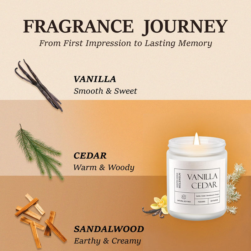 Molensun Vanilla Cedar Candle | 7 oz Soy Candle – Cozy Winter Gift