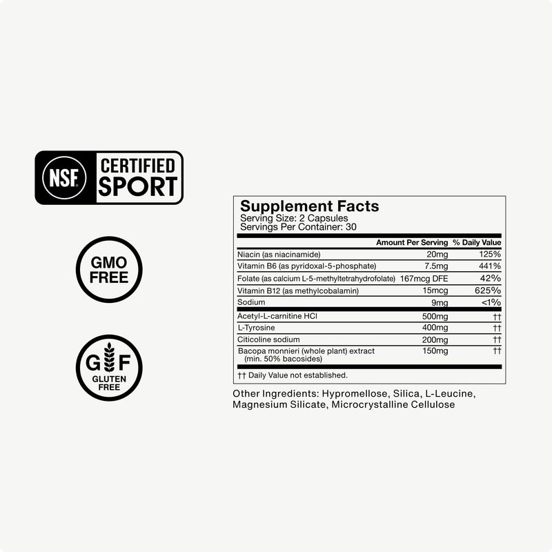 Momentous Brain Drive Nootropic Supplement | Focus & Memory Support | NSF Certified for Sport | 30 Servings