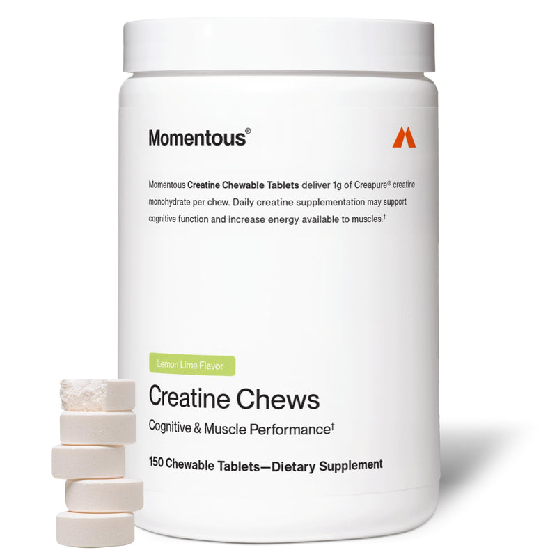 Momentous Creatine Chews – Creapure Creatine Monohydrate, 150 Chewable Tablets, Lemon Lime