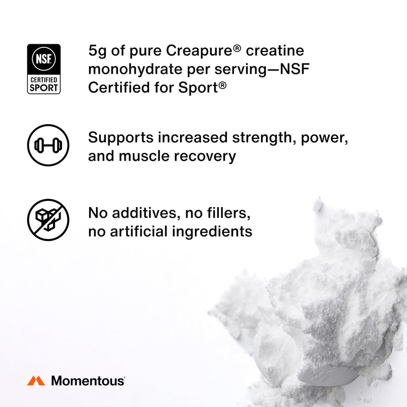 Momentous Lemon Creatine Monohydrate Powder | Creapure Creatine | NSF Certified for Sport | 6.49 g/Serving | 15 Servings