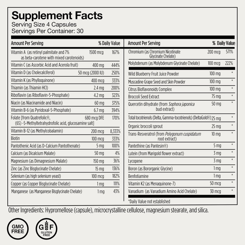 Momentous Essential Multivitamin for Women & Men | NSF Certified for Sport | GMO- & Gluten-Free | 30 Servings