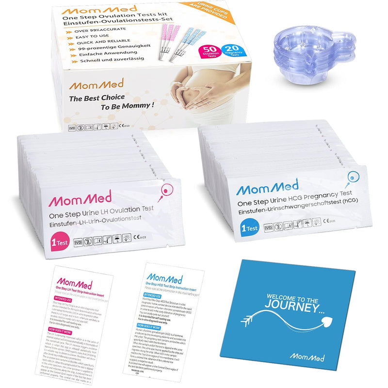 MomMed Pregnancy Test Strips & Ovulation Kit (HCG20-LH60) – 20 Tests, 60 Strips, 80 Cups