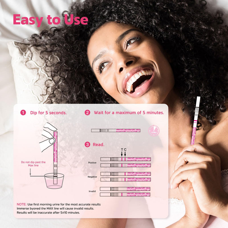MomMed Ovulation Test Strips | 105 LH Kit with Collection Cups | Home Testing