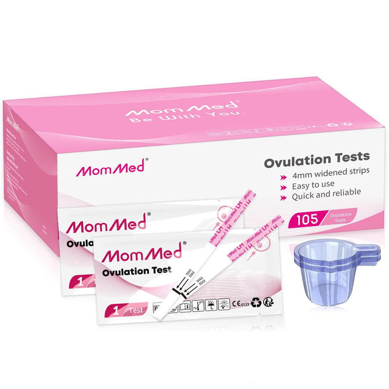 MomMed Ovulation Test Strips | 105 LH Kit with Collection Cups | Home Testing