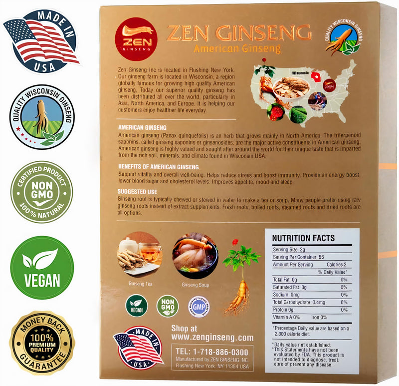 American Wisconsin Ginseng Slices - 16 oz | Boost Energy, Performance & Mood
