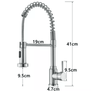 Monobloc Silver Kitchen Sink Mixer Taps with Pull Out Hose Spray Single LeverTap - InStock