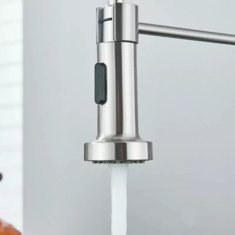 Monobloc Silver Kitchen Sink Mixer Taps with Pull Out Hose Spray Single LeverTap - InStock