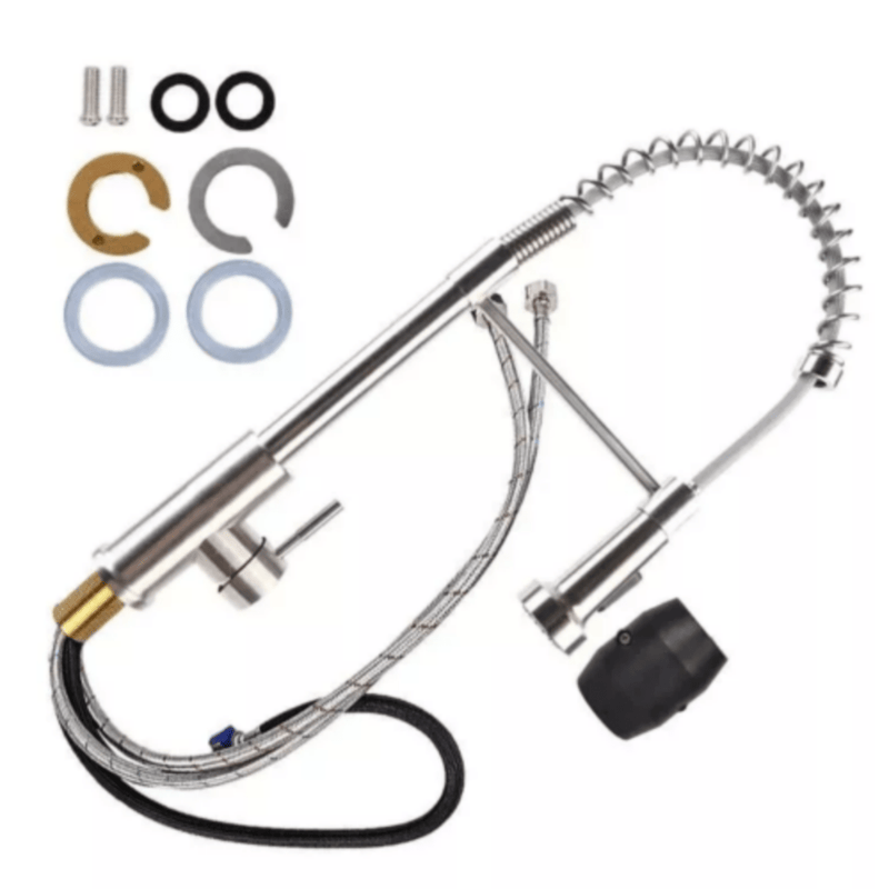 Monobloc Silver Kitchen Sink Mixer Taps with Pull Out Hose Spray Single LeverTap - InStock
