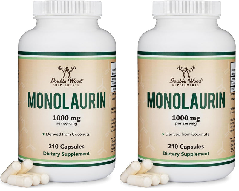 Double Wood Monolaurin Immune Support – 1,000mg per Serving, 210 Capsules (Vegan, Non-GMO, Gluten Free) – Pack of 2
