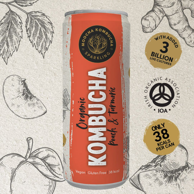 Peach & Turmeric Flavour Organic Kombucha