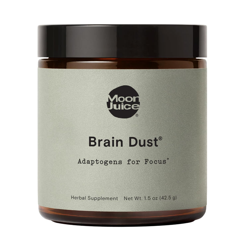 Moon Juice Brain Dust - Adaptogenic Mushroom Support for Focus, Memory & Clarity | Lion’s Mane, Ginkgo Biloba & Ashwagandha - Caffeine-Free, Vegan - 1.5 oz
