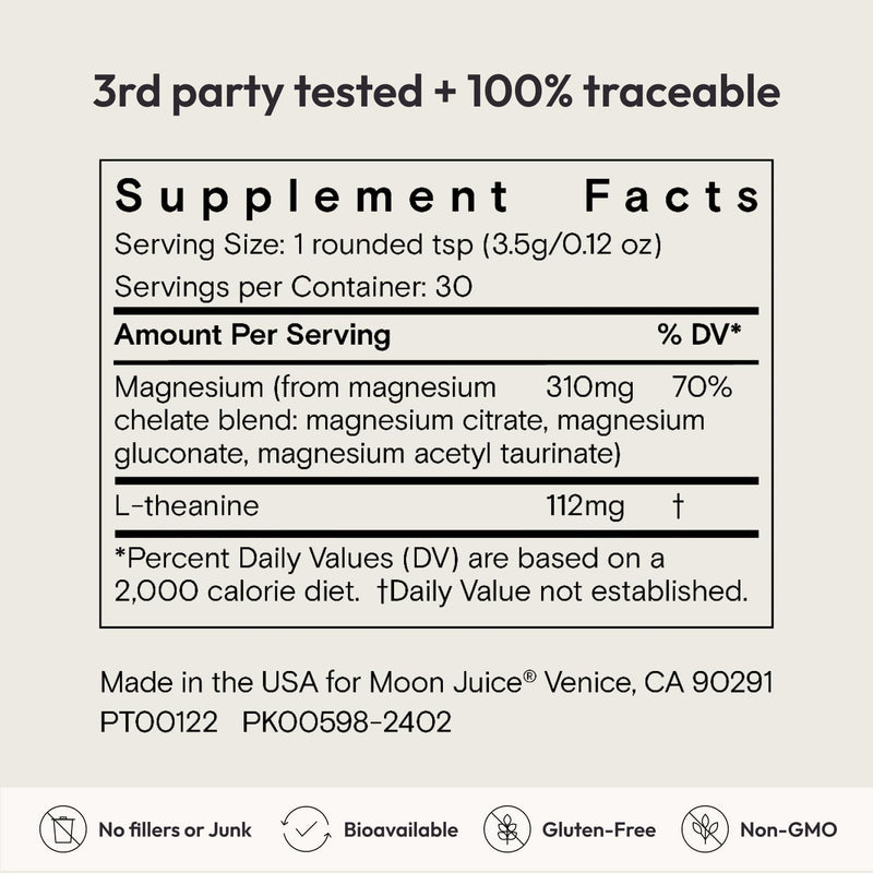 Moon Juice Magnesi-Om Magnesium Powder with L-Theanine | Sleep, Calm & Digestive Support | 30 Servings