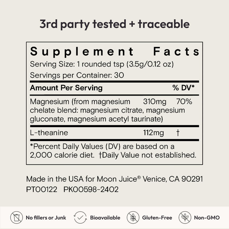 Moon Juice Magnesi-Om Magnesium Powder with L-Theanine | Sleep, Calm & Digestive Support | 30 Servings