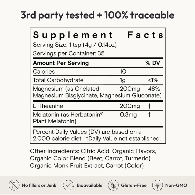Moon Juice Sleepy Magnesi-Om – Magnesium Sleep Support with L-Theanine & Plant-Based Melatonin (Cherry, 35 Servings)