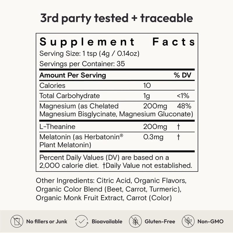 Moon Juice Sleepy Magnesi-Om – Magnesium Sleep Support with L-Theanine & Plant-Based Melatonin (Cherry, 35 Servings)