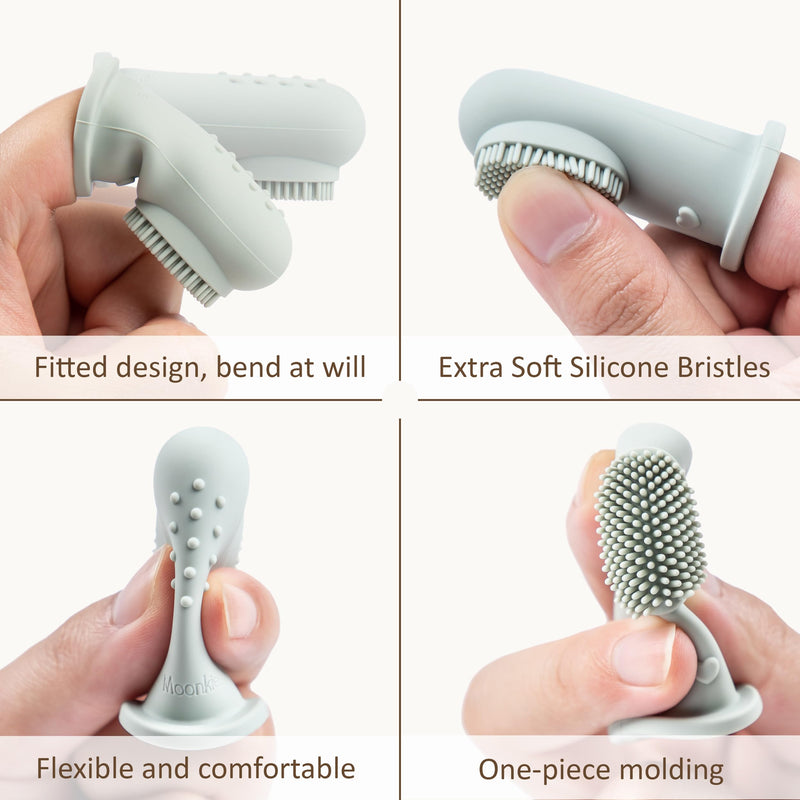Moonkie Baby Finger Toothbrush Kit – Gentle Oral Cleaner for 3+ Months (2 Pcs, Blush/Pale Mauve)