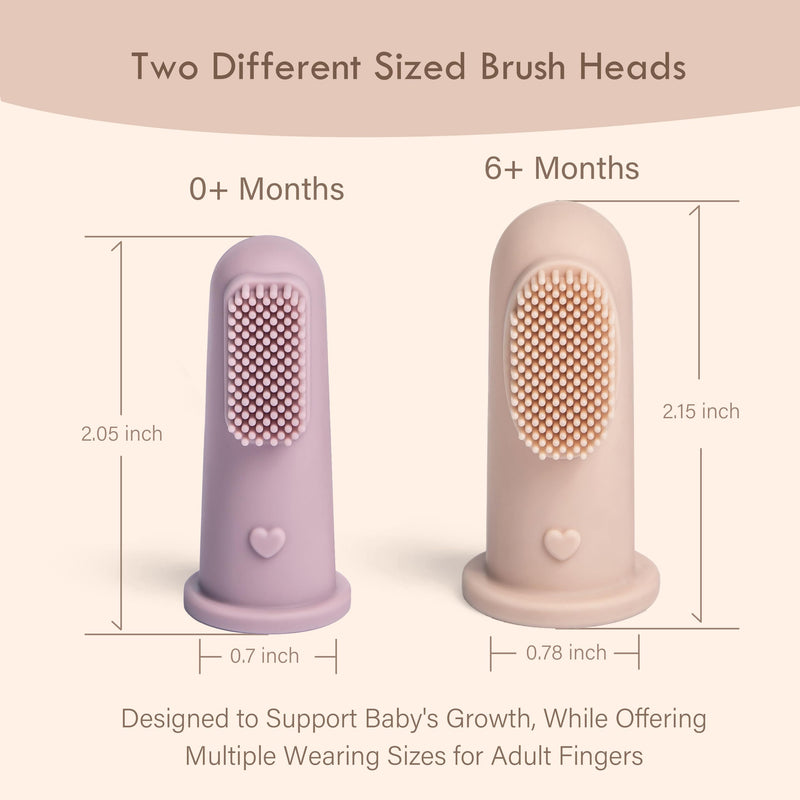 Moonkie Baby Finger Toothbrush Tongue Cleaner Kit – 3 Months+ (3 Pcs) – Clay/Ivory/Clay