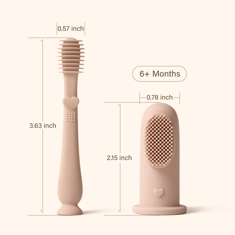 Moonkie Baby Finger Toothbrush & Tongue Cleaner Kit – 2 Pcs, 3 Months+, Blush