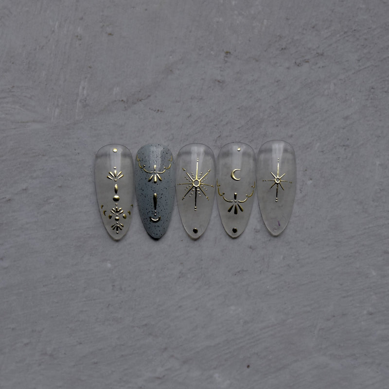 Hello Claws | Moon And Star Gold Silver Nail Deco Sticker